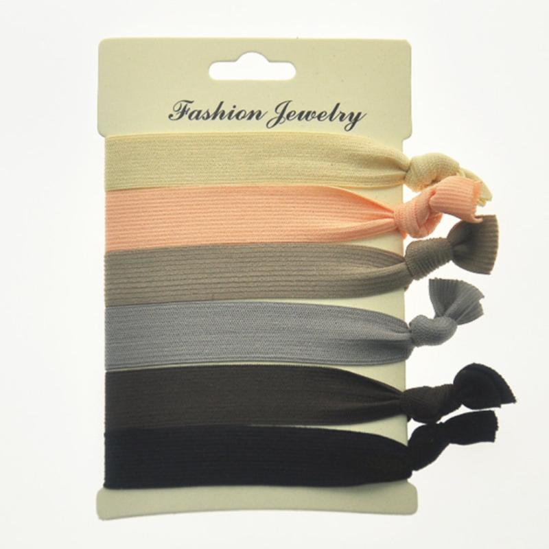 6pcs Knotted Ribbon Hair Tie Wide Hair Rope Bracelet Elastic