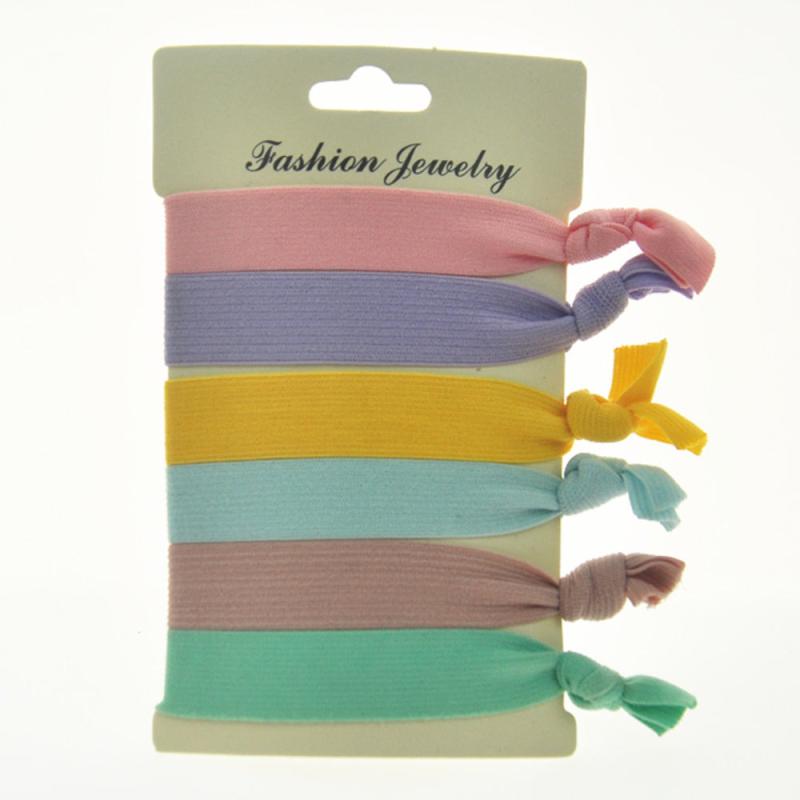 6pcs Knotted Ribbon Hair Tie Wide Hair Rope Bracelet Elastic