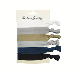 6pcs Knotted Ribbon Hair Tie Wide Hair Rope Bracelet Elastic