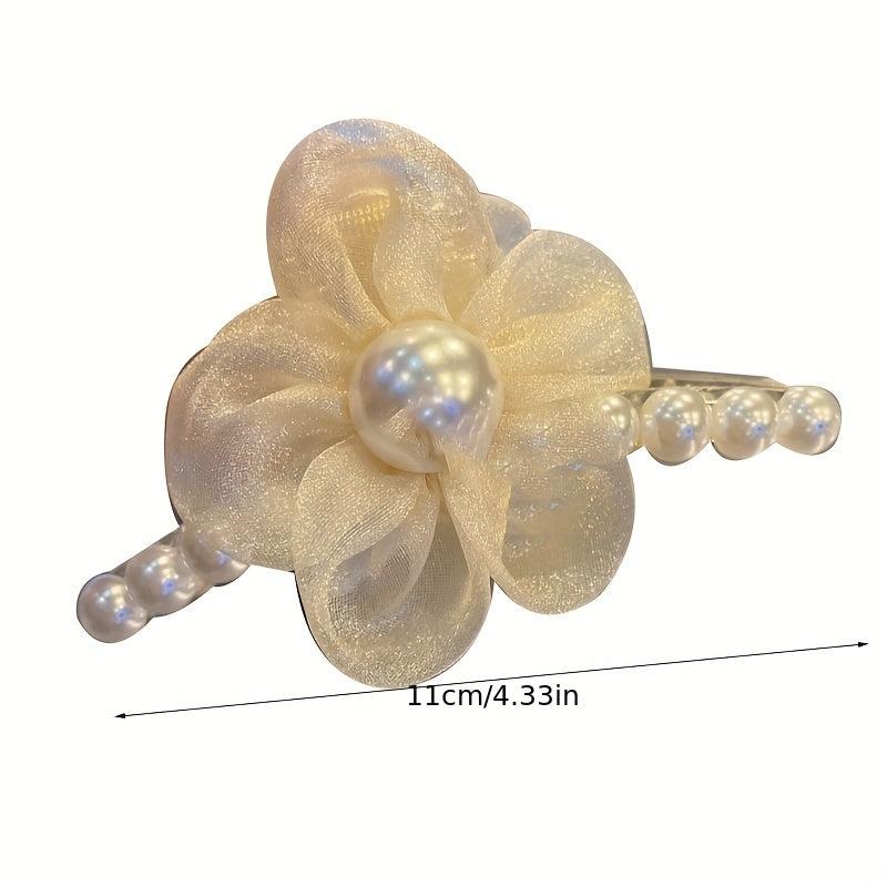 Organza Flower Hair Claw Ponytail Holder Hair Clip Hair Accessories