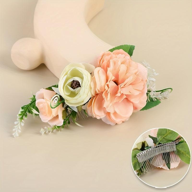 Boho Rose Side Comb Floral Hair Accessory