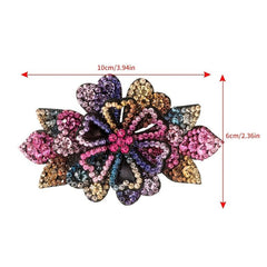 Rhinestone Double Flower Hair Clip Hairpins Pearls Dovetail Clips