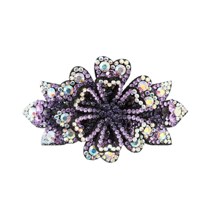 Rhinestone Double Flower Hair Clip Hairpins Pearls Dovetail Clips