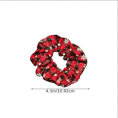 Christmas Plaid Snowflake Pattern Dark Red Hair Ring Headband Ropes Scrunchie