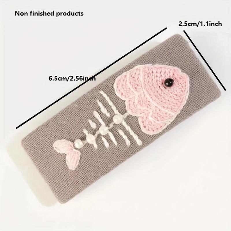 Fish Bone Embroidered Snap Clip Fabric Hair Clip Sweet Hair Clip