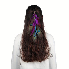 Boho Faux Feather Hairpin Headdress for Women Girls