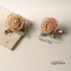 Organza Camellia Hair Claw Bridal Hair Clip Wedding Hair Accessories