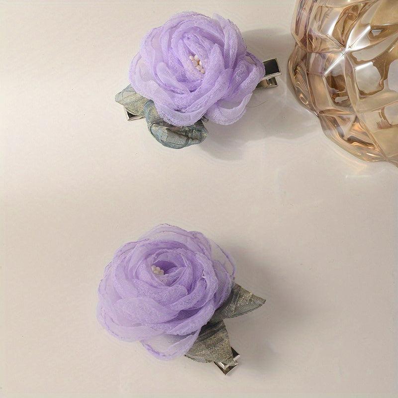 Organza Camellia Hair Claw Bridal Hair Clip Wedding Hair Accessories