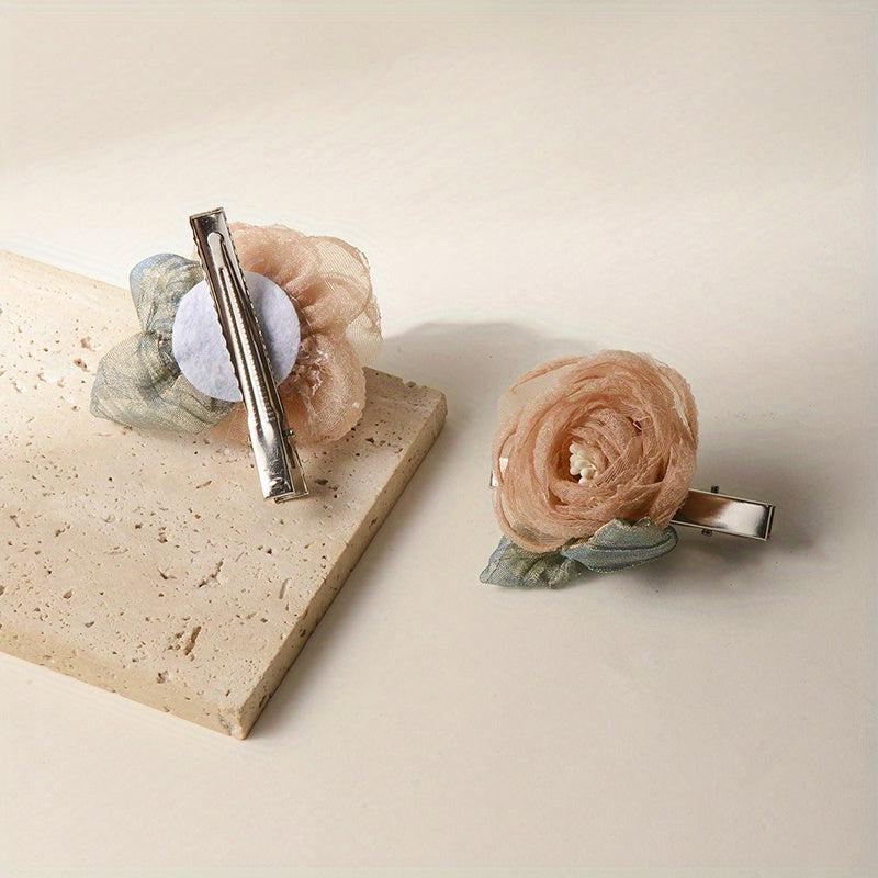 Organza Camellia Hair Claw Bridal Hair Clip Wedding Hair Accessories