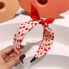 Fruit Printed Pattern Headband Bow Wide Brim Headband Headwear Female