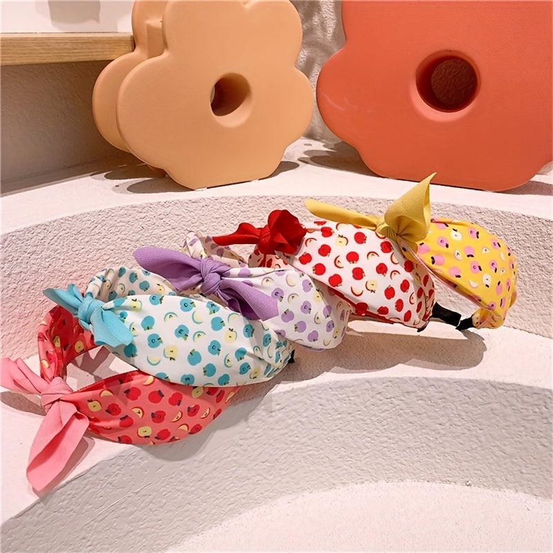 Fruit Printed Pattern Headband Bow Wide Brim Headband Headwear Female