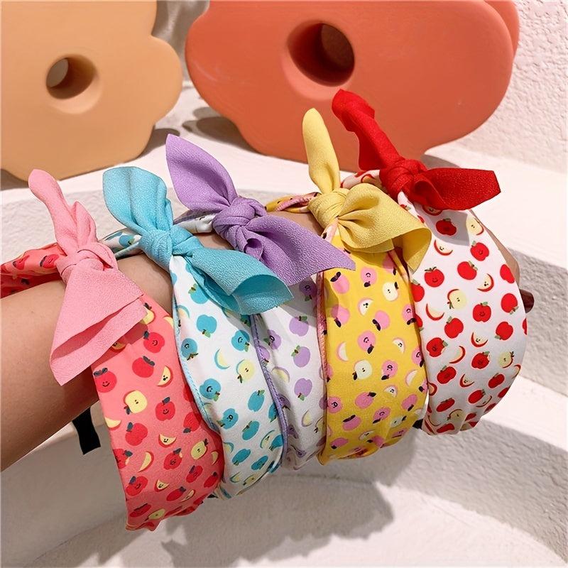 Fruit Printed Pattern Headband Bow Wide Brim Headband Headwear Female