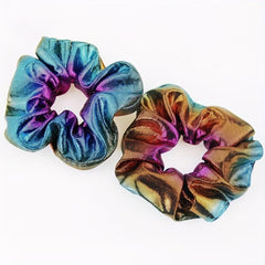 14pcs Holographic Scrunchies Hair Tie Y2K Gradient Laser Hair Rope Bracelet