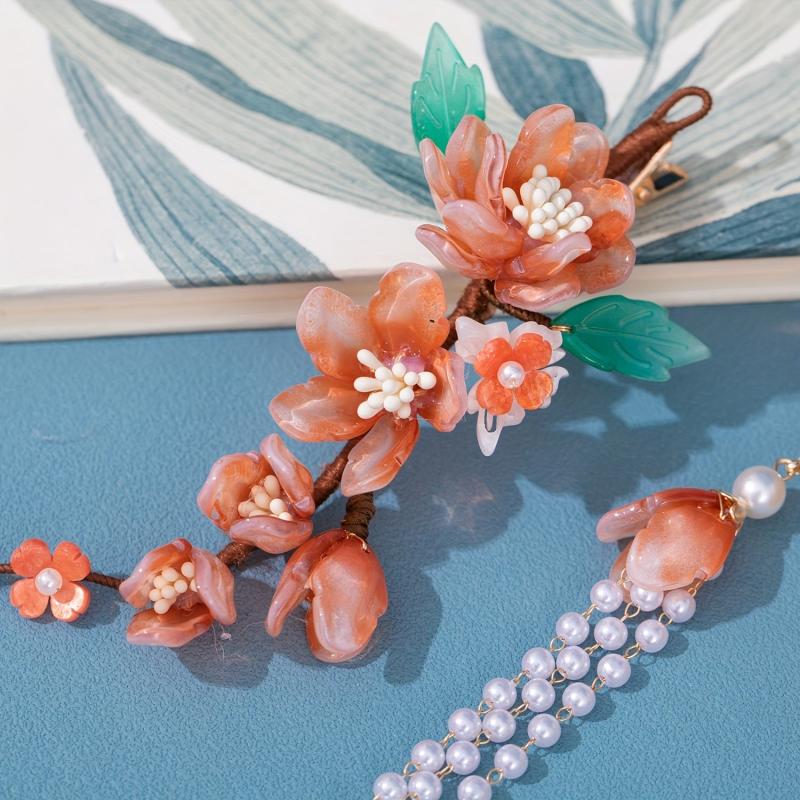 Ancient Style Flower Hair Clip with Tassel
