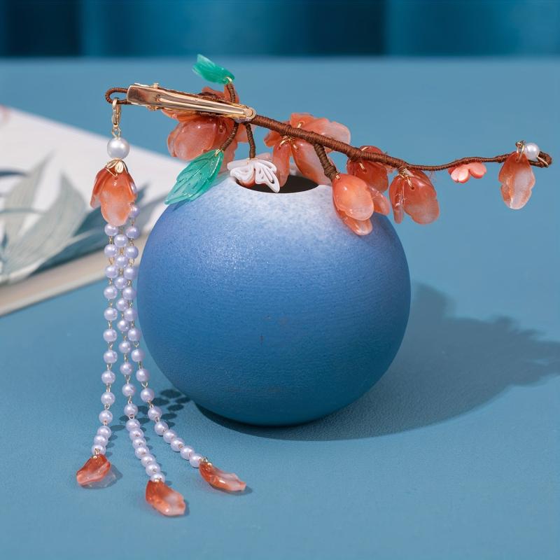 Ancient Style Flower Hair Clip with Tassel