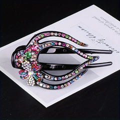 Flower & Rhinestone Hair Claw Large Hair Pin Headwear Hair Styling Accessory