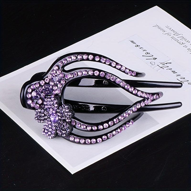 Flower & Rhinestone Hair Claw Large Hair Pin Headwear Hair Styling Accessory