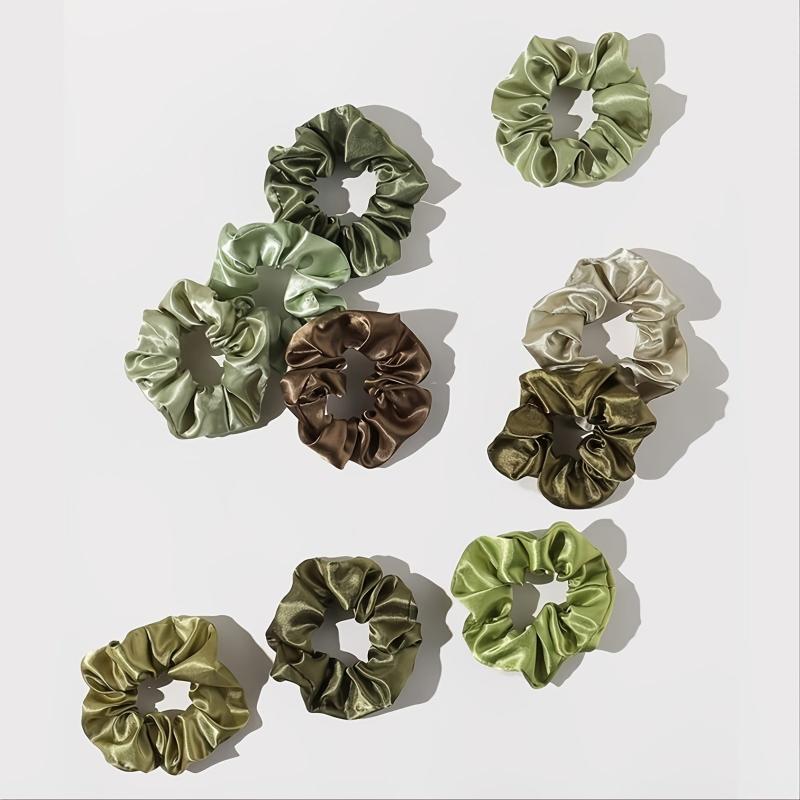 10pcs Smooth Texture Girls Hair Ring Satin Elastic Headdress