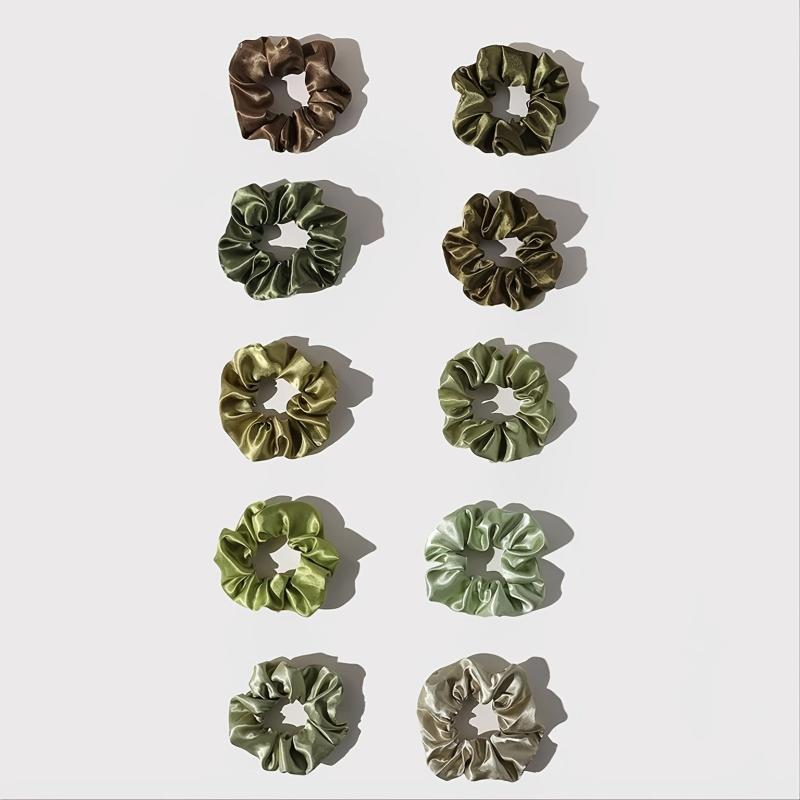 10pcs Smooth Texture Girls Hair Ring Satin Elastic Headdress