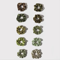 10pcs Smooth Texture Girls Hair Ring Satin Elastic Headdress