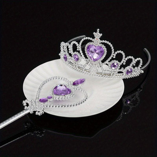 Princess Rhinestone Tiara Set Glitter Hair Accessories