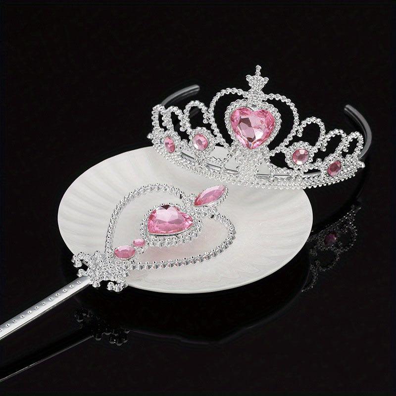 Princess Rhinestone Tiara Set Glitter Hair Accessories