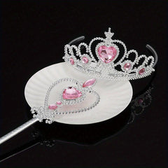 Princess Rhinestone Tiara Set Glitter Hair Accessories