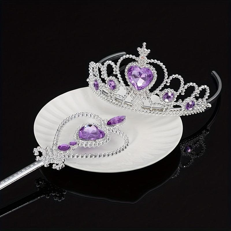 Princess Rhinestone Tiara Set Glitter Hair Accessories