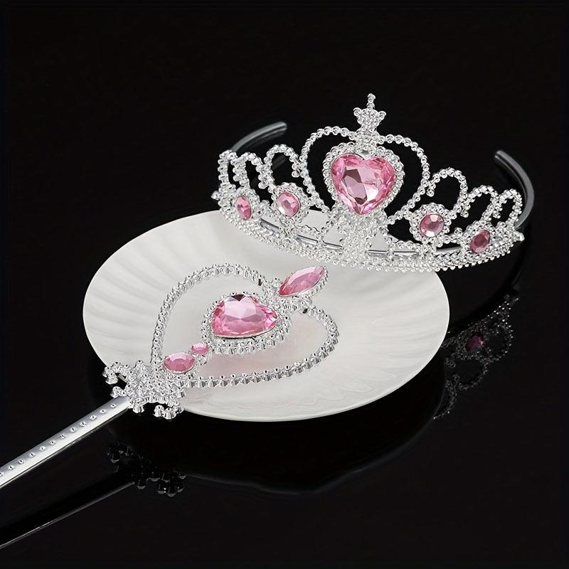 Princess Rhinestone Tiara Set Glitter Hair Accessories