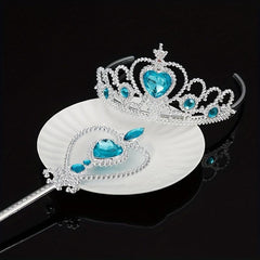 Princess Rhinestone Tiara Set Glitter Hair Accessories