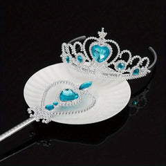 Princess Rhinestone Tiara Set Glitter Hair Accessories