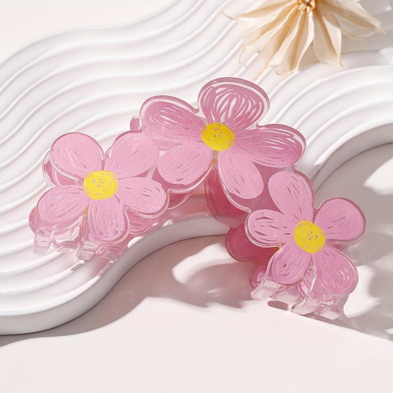 Graffiti Flower Hair Claw Clip Non-slip Ponytail Holder