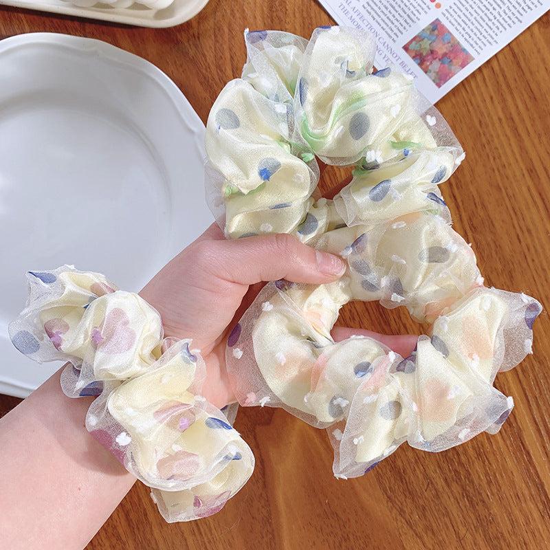 3pcs Colorful Dot Decor Scrunchies Sweet Hair Tie Style Hair Rope Elastic