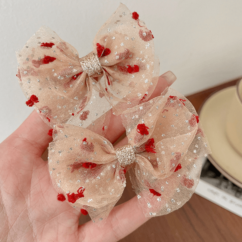 2PCS Mesh Bowknot Hair Tie for Kids and Women