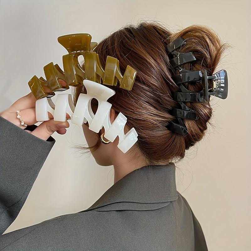 Wavy Hair Claw Solid Hair Claw Clip Large Nonslip Ponytail Holder