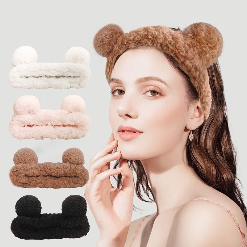 Bear Ear Headband Soft Facial Headband Head Wrap Plush Headband
