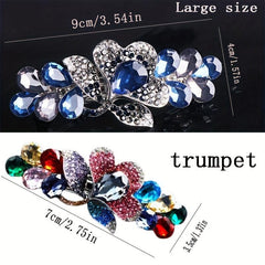 Crystal Flower Back Head Hair Clip French Barrette Hair Accessories