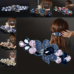 Crystal Flower Back Head Hair Clip French Barrette Hair Accessories