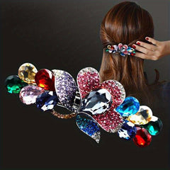 Crystal Flower Back Head Hair Clip French Barrette Hair Accessories