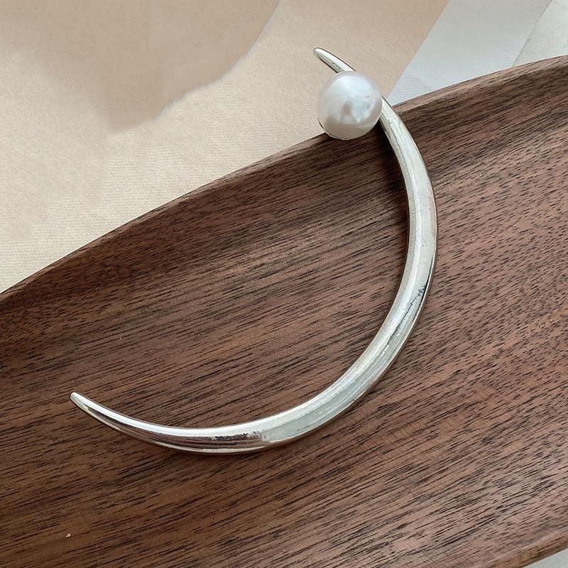Silver Moon Pearl Hair Stick Metal Hair Sticks Hair Accessories Gold Bun Holder
