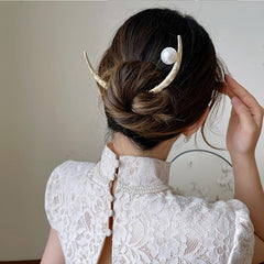 Silver Moon Pearl Hair Stick Metal Hair Sticks Hair Accessories Gold Bun Holder
