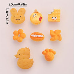 17pcs Simulation Biscuit Shoe Charm Cartoon Food Clogs Buckle