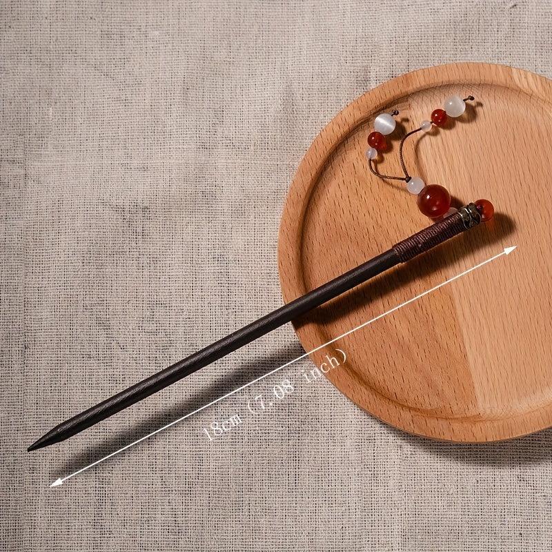 Red Beads Pendant Hair Pin Chinese Style Hair Stick Ponytail Holder