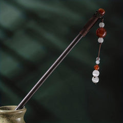 Red Beads Pendant Hair Pin Chinese Style Hair Stick Ponytail Holder