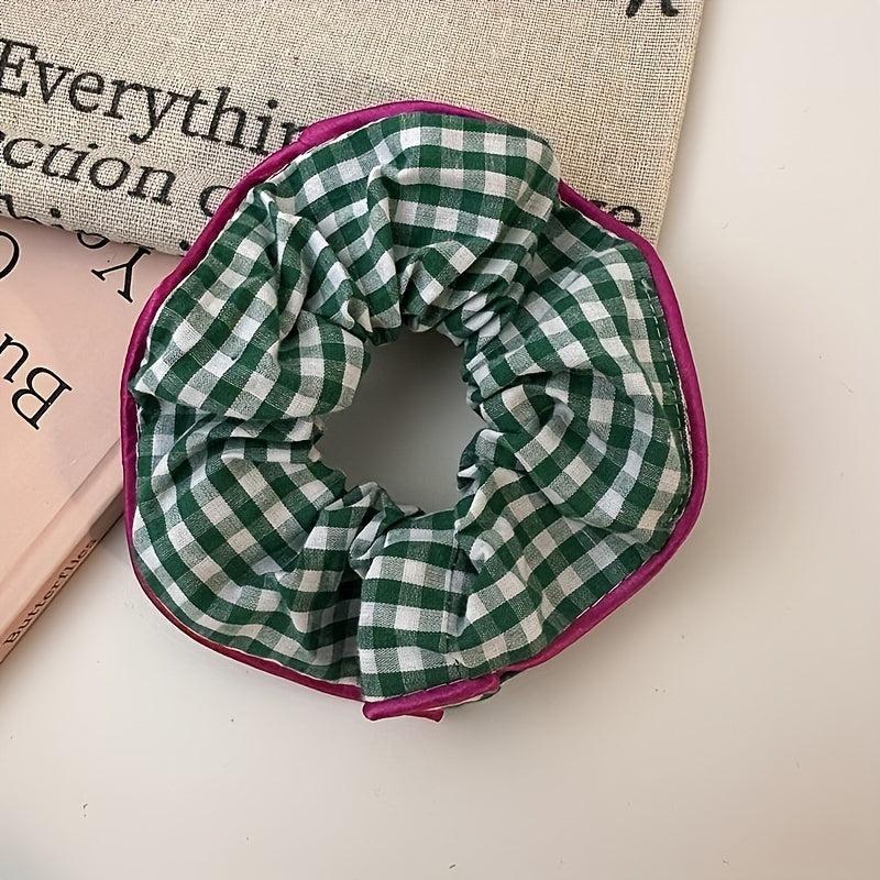 Floral Print Hair Tie Red Brim Hair Rope Sweet Ponytail Holder Women Girls