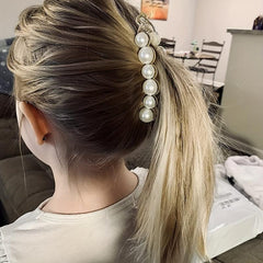 6pcs Pearl Decor Hair Clip Non-slip Ponytail Holder
