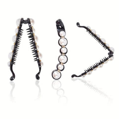 6pcs Pearl Decor Hair Clip Non-slip Ponytail Holder