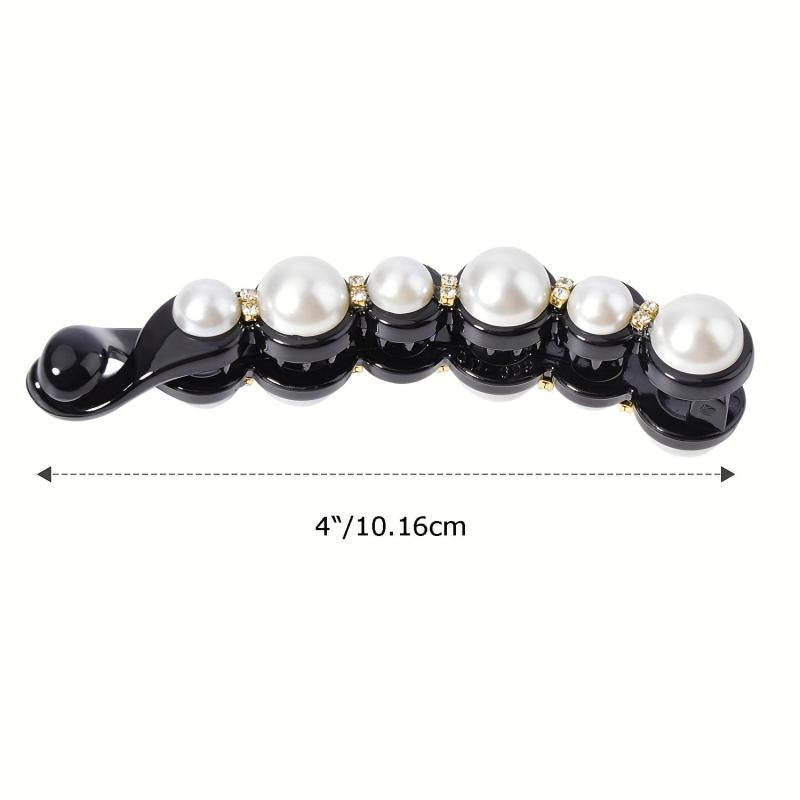 6pcs Pearl Decor Hair Clip Non-slip Ponytail Holder