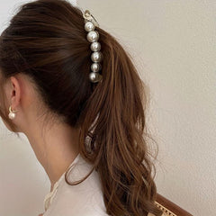 6pcs Pearl Decor Hair Clip Non-slip Ponytail Holder