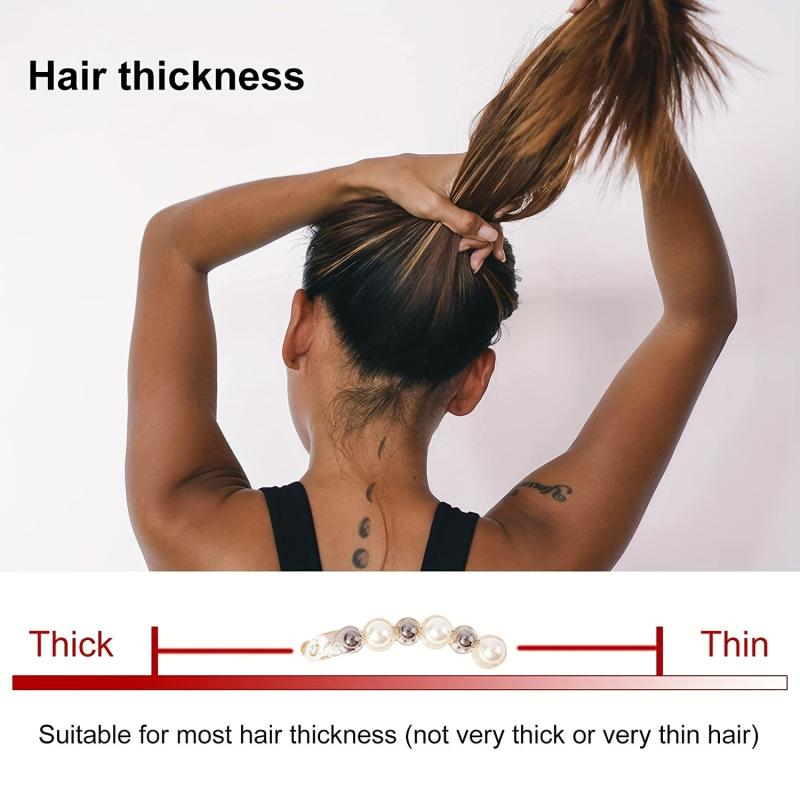 6pcs Pearl Decor Hair Clip Non-slip Ponytail Holder
